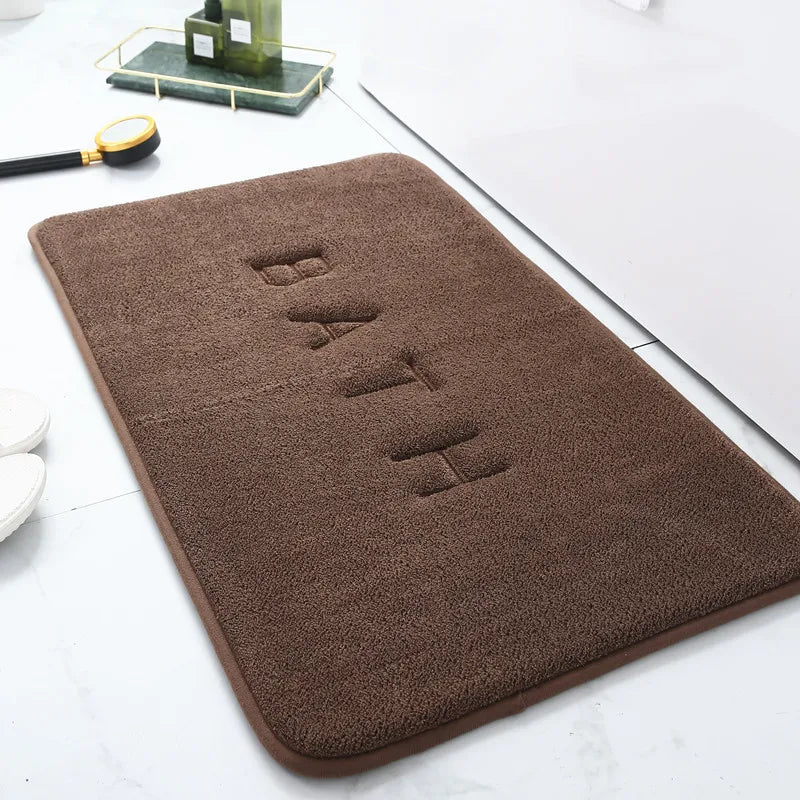 Solid Color Flannel Non-Slip Bathroom Mat
