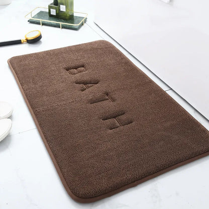 Solid Color Flannel Non-Slip Bathroom Mat