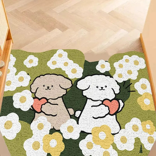 Cartoon silk ring non-slip entrance door mat