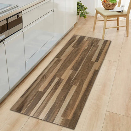 Wood Pattern Kitchen Mat Non-Slip Absorbent Long Rug Bedroom Living Room Hallway Balcony Entrance Doormat Floor Carpet Home Decor