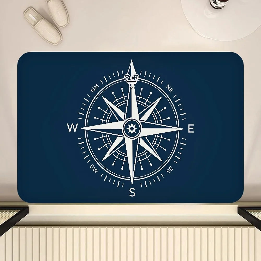 Nautical Compass Non-Slip Area Rug