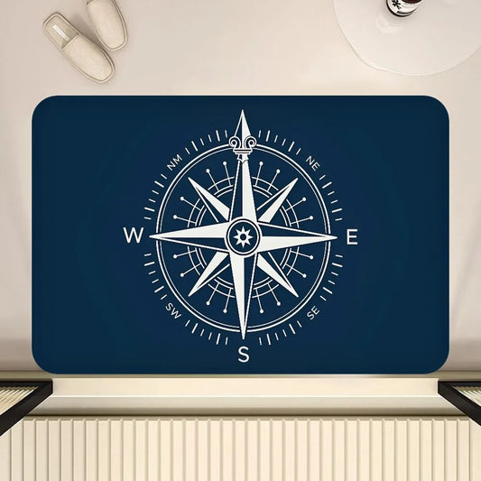 Nautical Compass Non-Slip Area Rug