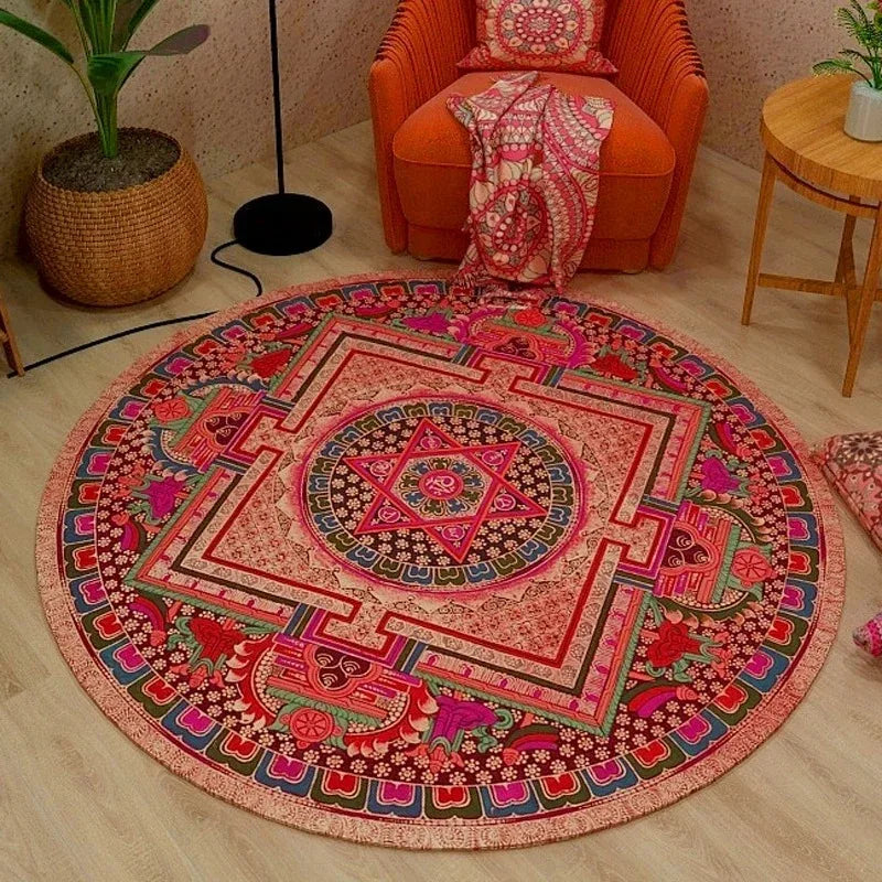 Vintage Bohemian Circular Ethnic Area Rug