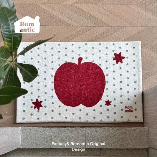 Romantic Star Apple Faux Cashmere Carpet Cute Bedroom Living Room Bedside Floor Mat