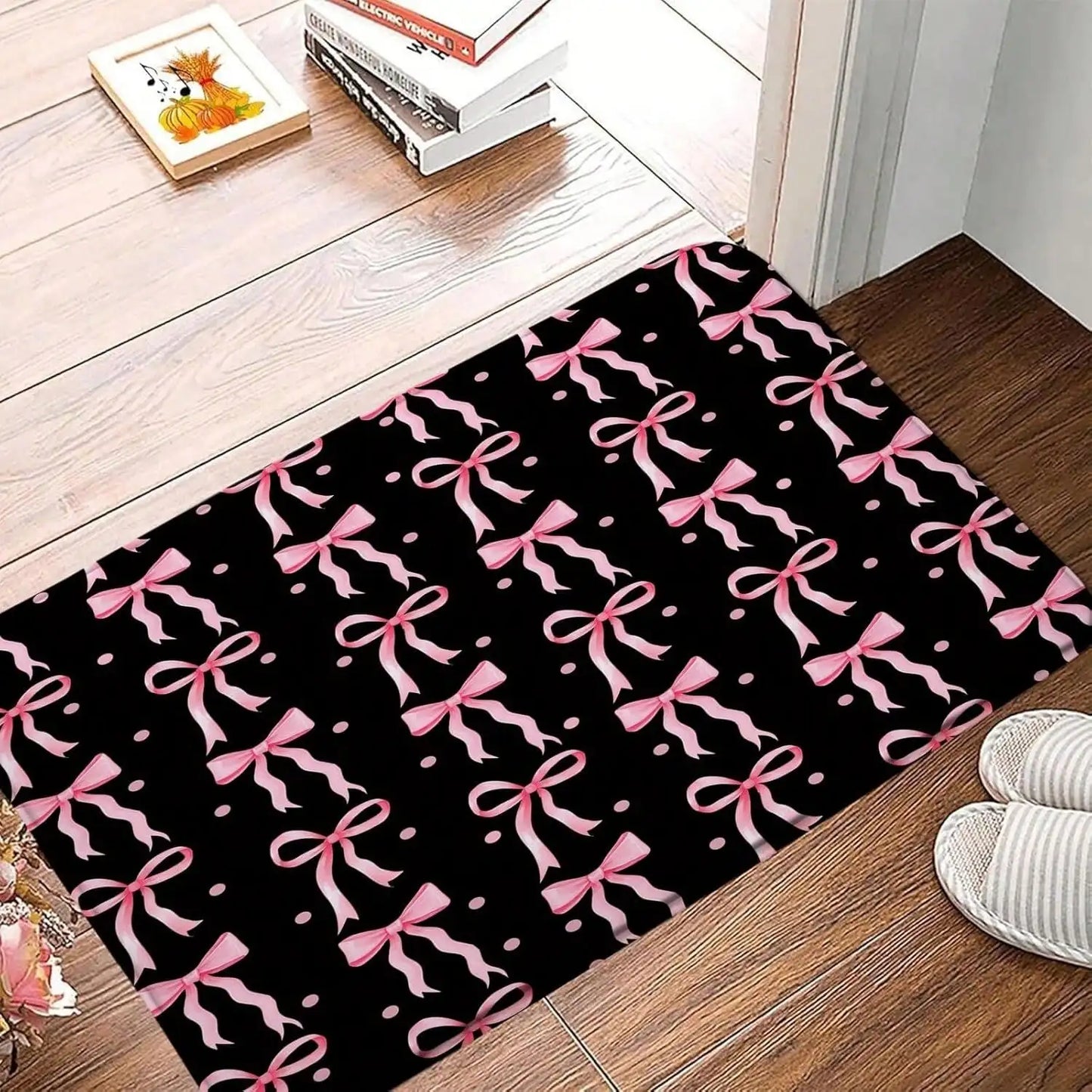 Cute Bow Carpet Mat Non-Slip Absorbent Quick-Dry Bathroom Shower Room Bathtub Rug Home Decor