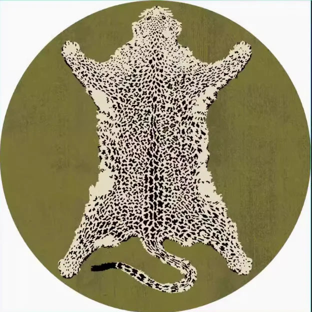 Leopard Print Round Fluffy Non-Slip Area Rug