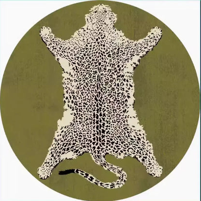 Leopard Print Round Fluffy Non-Slip Area Rug