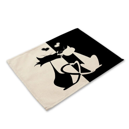 Cute Black Cat Kitchen Placemat Set