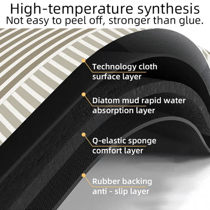 Diatom Mud Absorbent Kitchen Mat Non-Slip Rubber Back Water-Absorbing Washable Floor Rug Home Decor