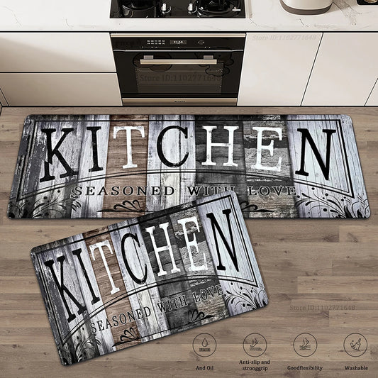 Wood Grain Kitchen Floor Mat Non-Slip Washable Long Absorbent Entrance Doormat Bedroom Bedside Carpet Home Decor