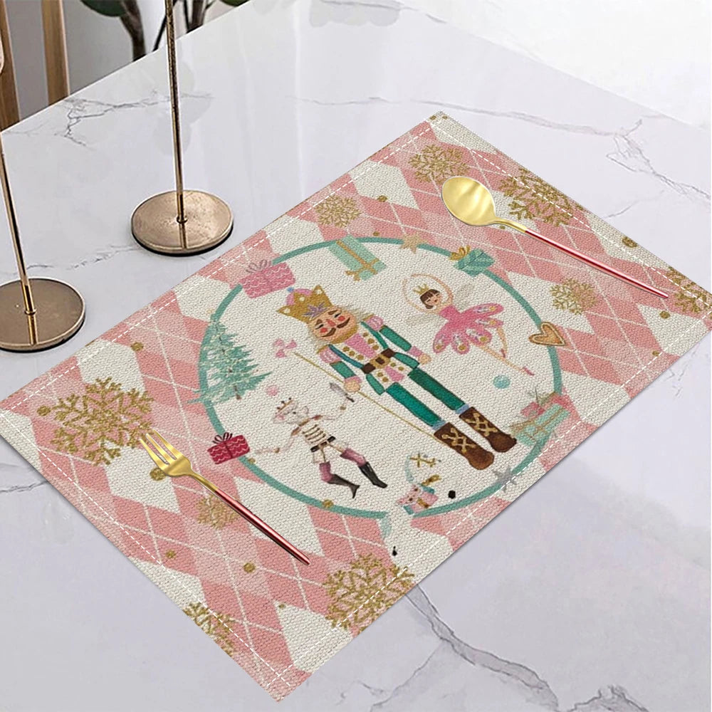 Christmas nutcracker ballet pink gold placemat mat