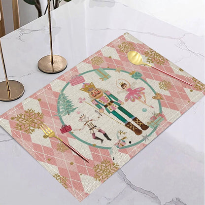 Christmas nutcracker ballet pink gold placemat mat