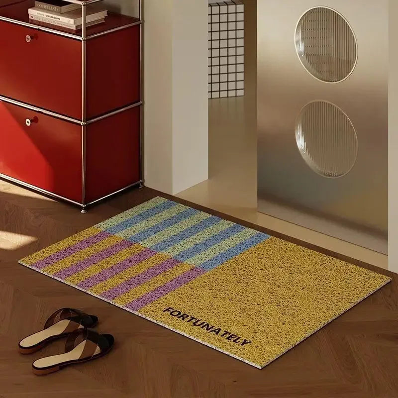 Hippie Club Silk Ring Entry Door Mat Non-Slip Dirt Scraper Memphis Style Floor Carpet