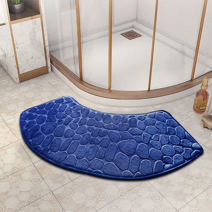 3D Cobblestone Velvet Bath Mat Non-Slip Absorbent Quick-Dry Washable Bathroom Door Rug