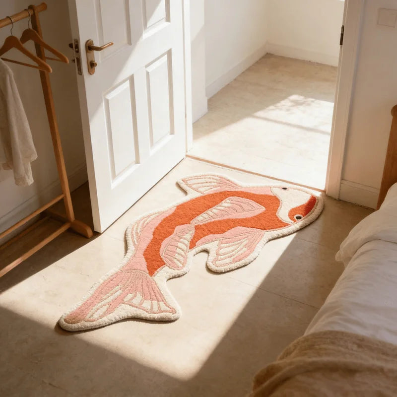 VIKAMA Koi Fish Shaped Non-Slip Washable Area Rug