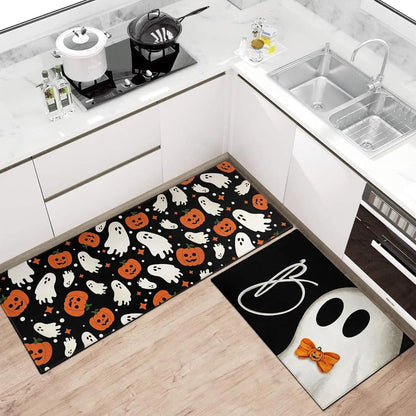 VIKAMA Halloween Kitchen Carpet Indoor Outdoor Non-Slip Welcome Floor Mat Bedroom Living Room Rug Set Home Decoration