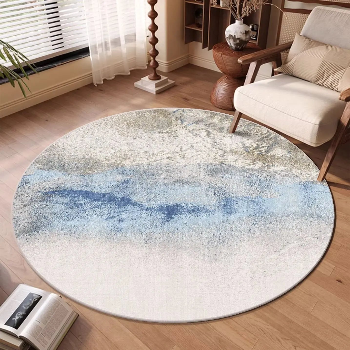 Modern Abstract Round Soft Washable Area Rug