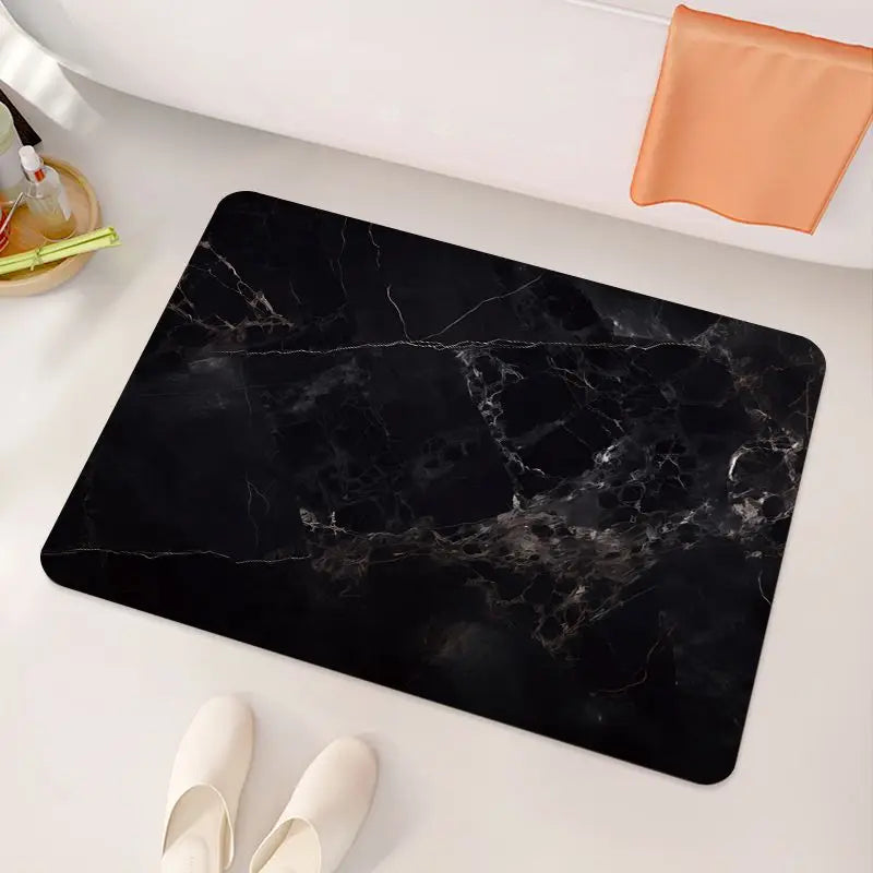 Black Gold Marble Diatom Bathroom Floor Mat