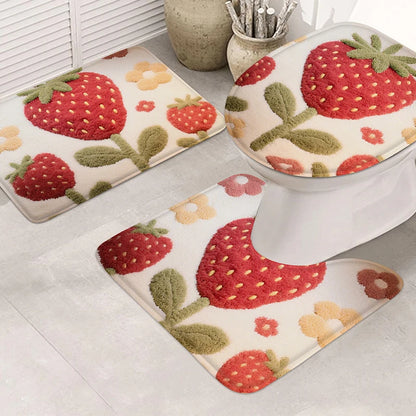 Summer Floral Bathroom Mat Absorbent Non-Slip Foot Rug Shower Room Toilet Entrance Door Carpet Home Decor