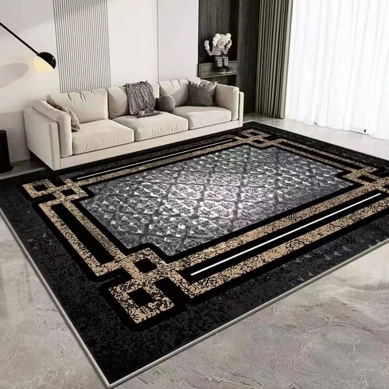 Luxury European Print Large Area Rug Non-Slip Wear-Resistant Carpet Living Room Bedroom Soft Floor Mat Home Decor