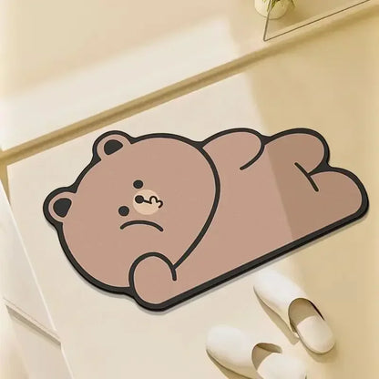 Diatom Mud Bathroom Absorbent Non-slip Toilet Floor Mat Cute Cartoon Door Mat
