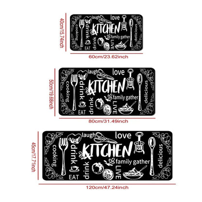 VIKAMA Cutlery Theme Kitchen Mat Washable Stain-Resistant Non-Slip Door Rug Home Decor