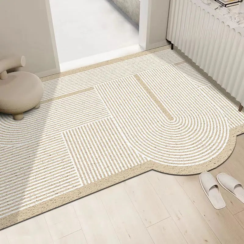 Cream silk ring cuttable entrance door mat