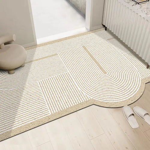 Cream silk ring cuttable entrance door mat