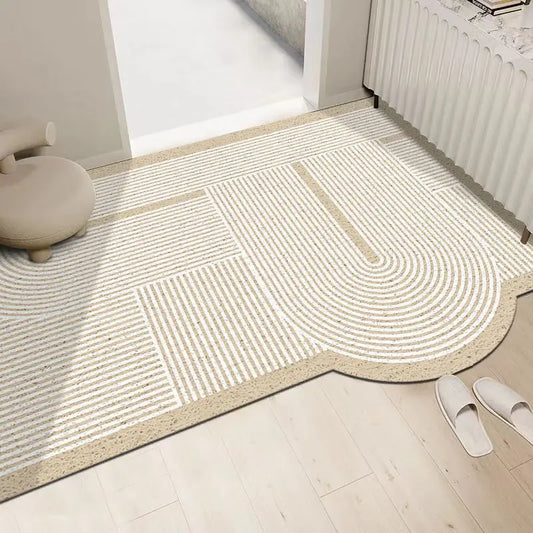 Cream silk ring cuttable entrance door mat