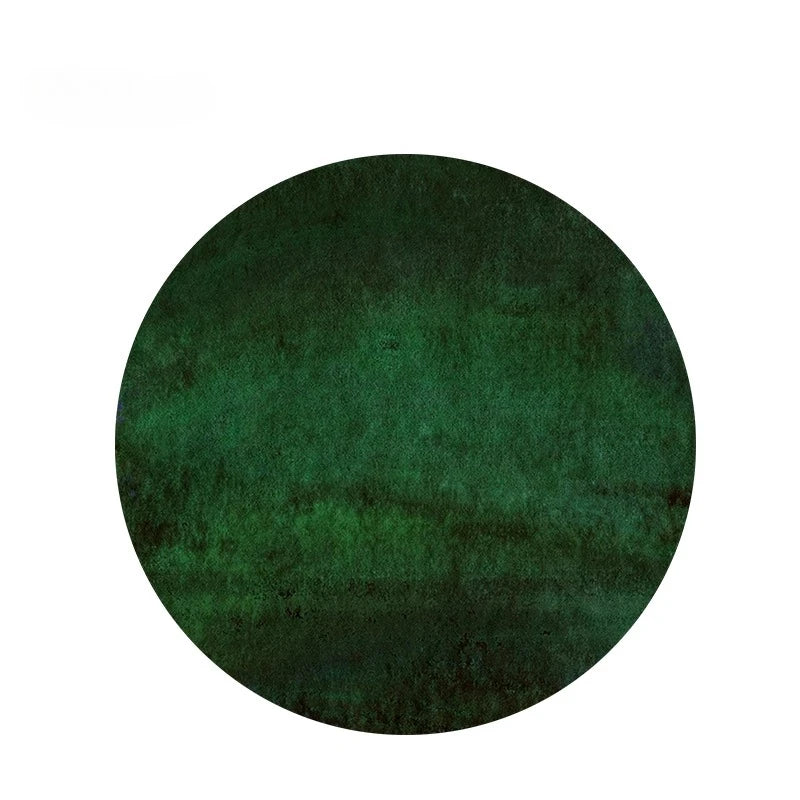 Modern Minimalist Green Round Plush Area Rug