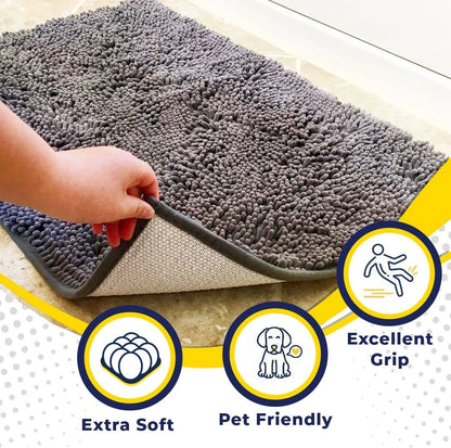 Super Plush Microfiber Anti-Skid Bathroom Carpet Absorbent Machine Washable Chenille Bath Mat Quick Drying Floor Mat