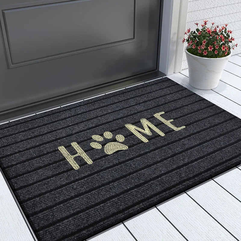 Solid Color Seven Stripe Door Mat Flocking Absorbent Non-Slip Carpet Entrance Shower Room Machine Washable Rug