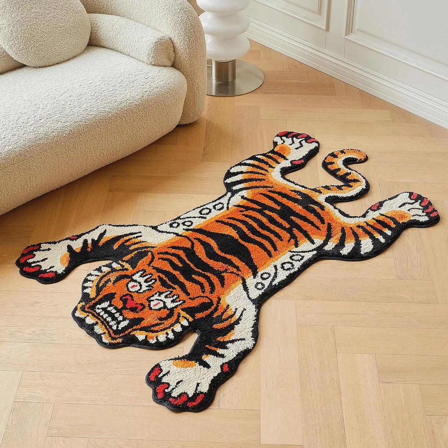 VIKAMA Sleeping Tiger Faux Cashmere Soft Area Rug