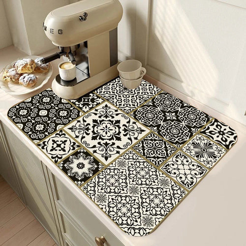Retro Kitchen Absorbent Counter Mat
