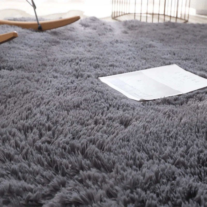 VIKAMA Silk Tie-Dye Plush Non-Slip Area Rug