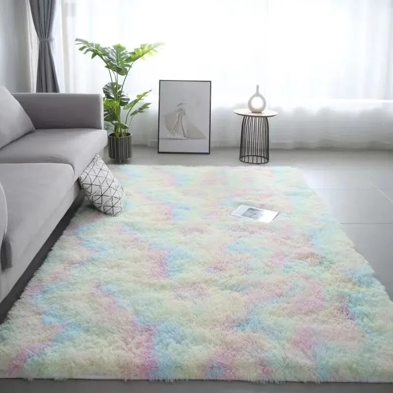 VIKAMA Silk Wool Tie-Dye Rug Non-Slip Washable Bedroom Living Room Kids Carpet Home Decor