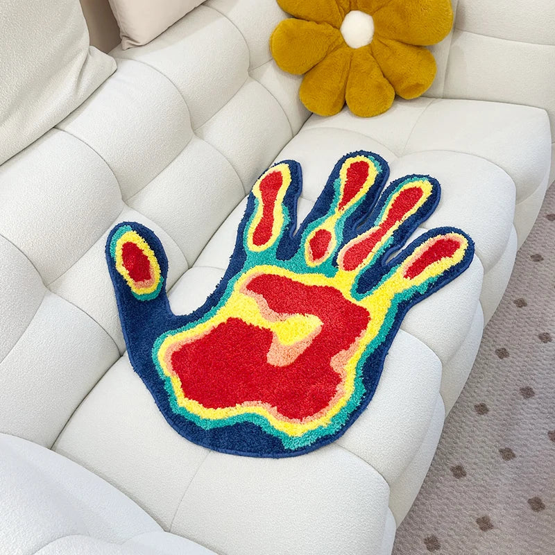Palm Shape Tufted Fluffy Handmade Area Rug