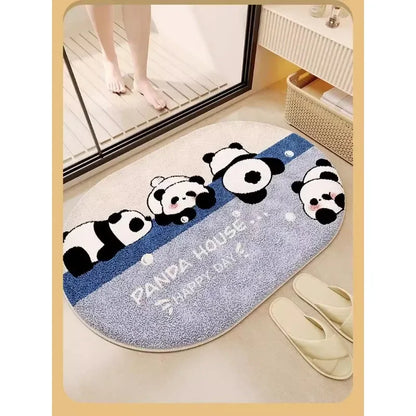 Panda cartoon absorbent non-slip bath mat