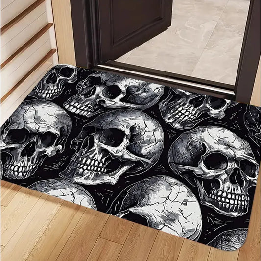 Gothic skull non-slip entryway door mat