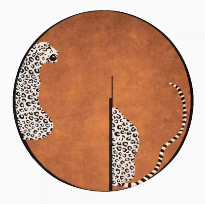 Leopard Print Round Fluffy Non-Slip Area Rug