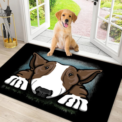 Bull Terrier “Where’s The Biscuits?” Flannel Non-Slip Area Rug