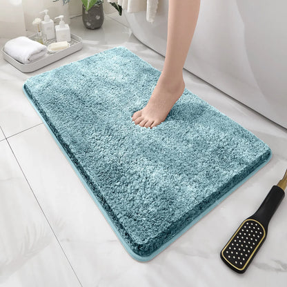 Rounded Thick Plush Bathroom Mat Absorbent Non-Slip Bathtub Entrance Door Floor Rug Home Decor