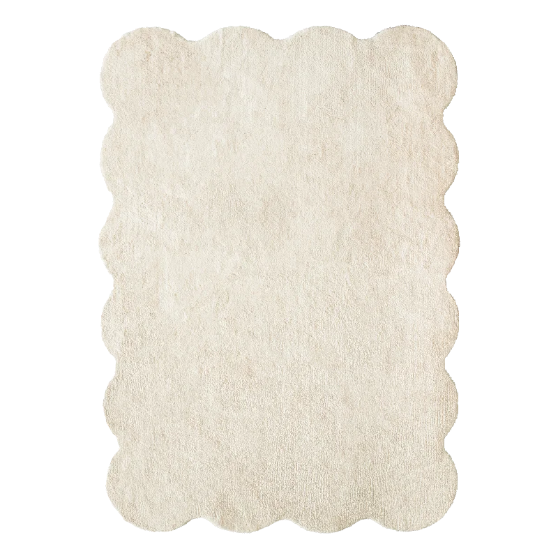Modern Minimalist Solid Color Irregular Plush Washable Area Rug