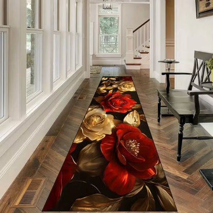 Classical Gold Floral Luxury Area Rug