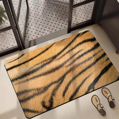 Leopard Flannel Bathroom Mat Absorbent Quick-Dry Non-Slip Floor Rug Dirt-Resistant Entrance Door Mat Home Decor
