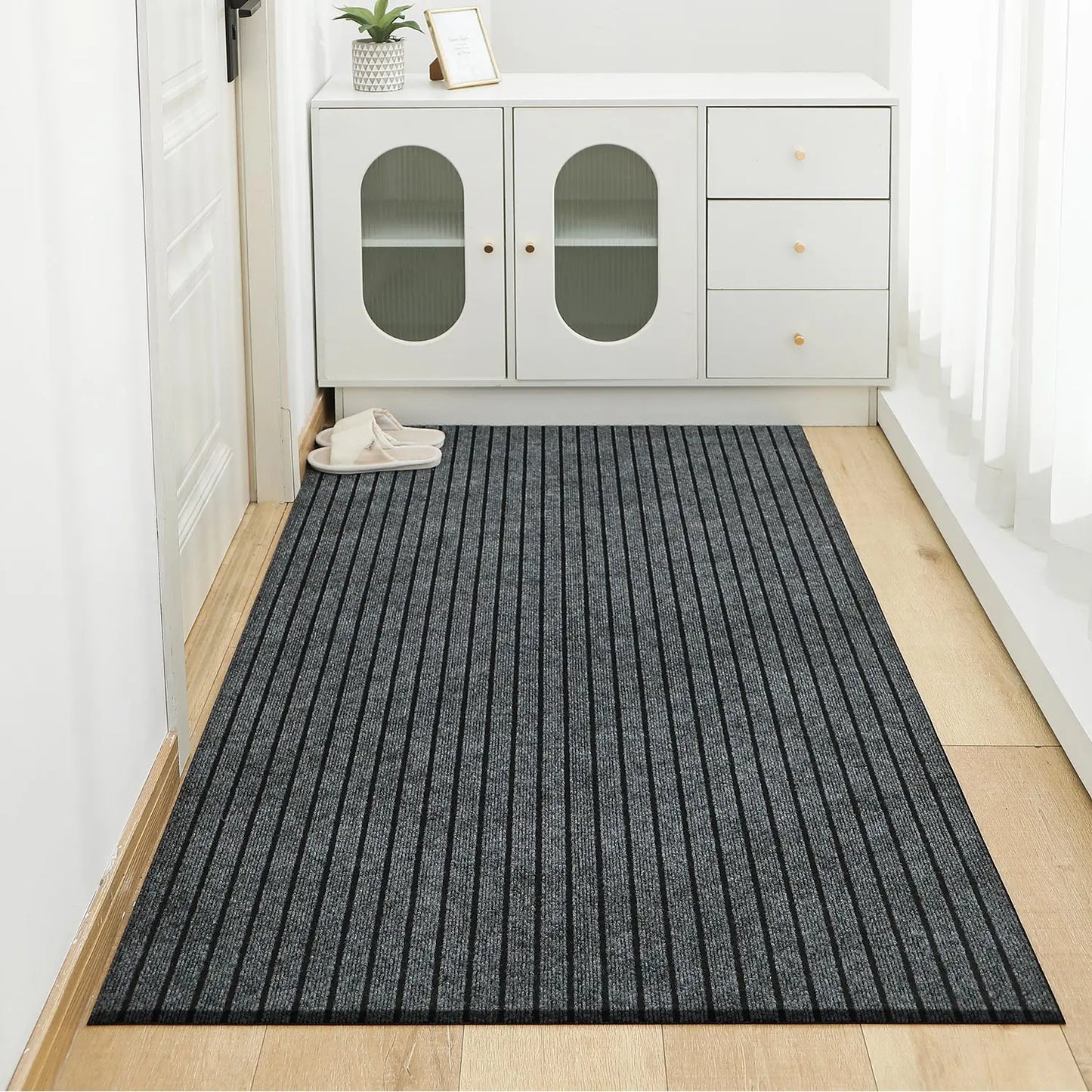 Modern Minimalist Square Floor Mat Durable Stain & Fade Resistant Non-Slip Rubber Backing Machine Washable Indoor Outdoor Rug