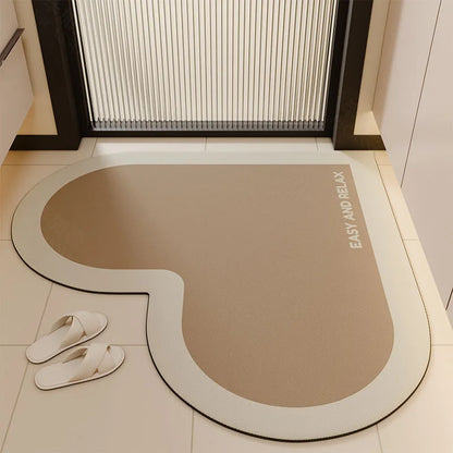 Heart-Shaped Bathroom Mat Diatom Mud Absorbent Non-Slip Toilet Door Entry Foot Rug Home Decor