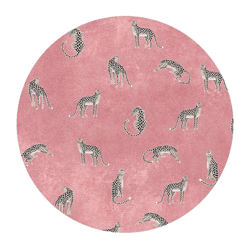 Leopard Print Round Fluffy Non-Slip Area Rug