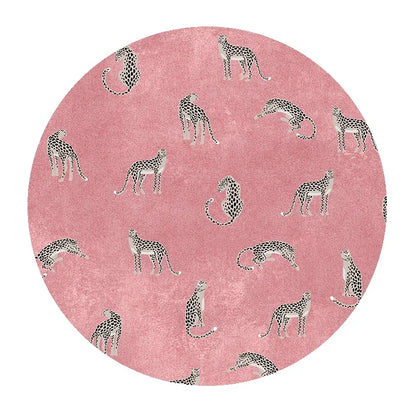 Leopard Print Round Fluffy Non-Slip Area Rug