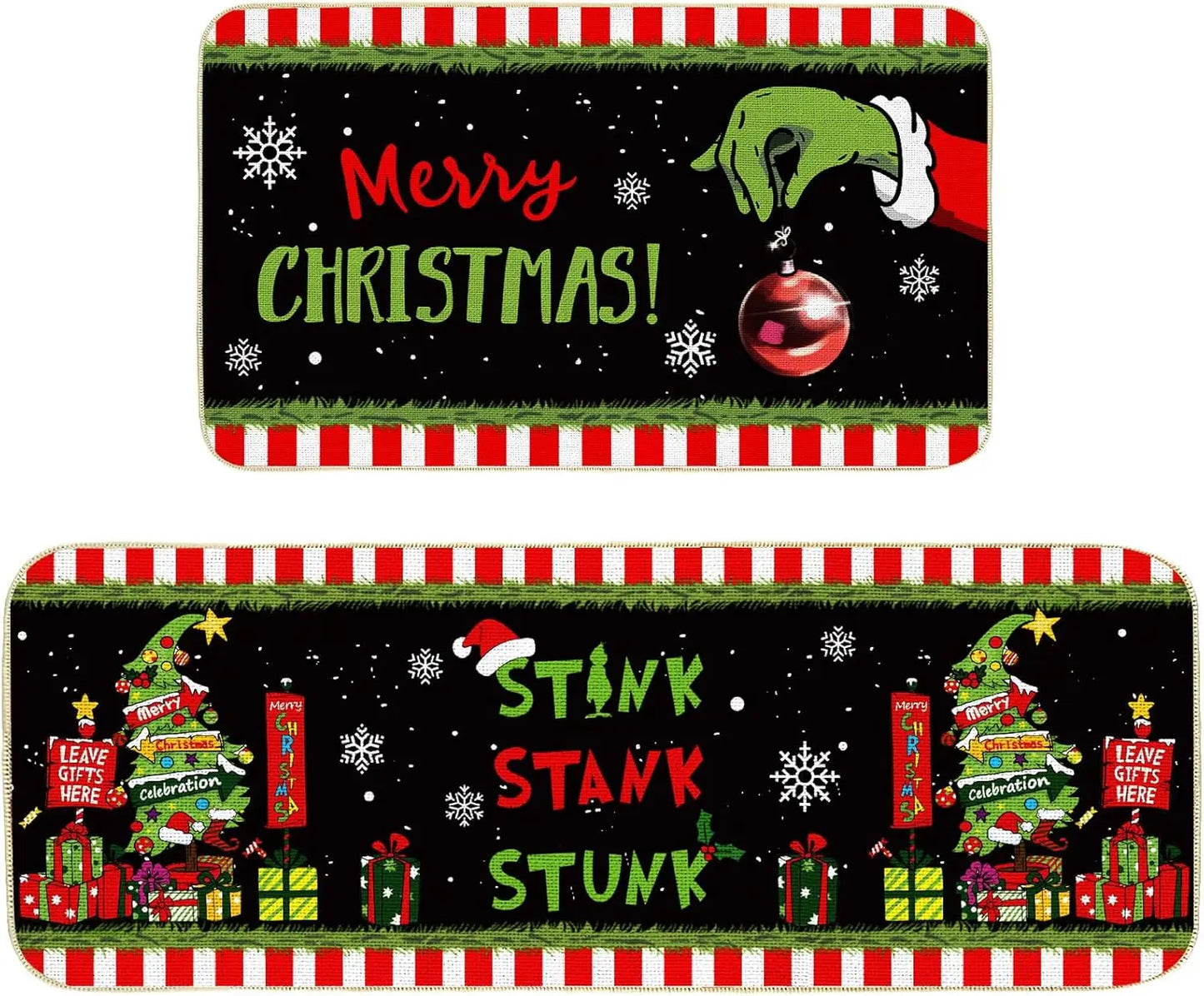 VIKAMA Christmas Gingerbread Man Floor Mat Crystal Velvet Non-Slip Kitchen Entry Door Rug Easy Care Home Decor